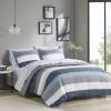 Stripe Comforter Set with Bed Sheets Blue/Grey King