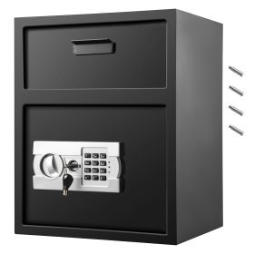 Digital Depository Safe 1.7 Cubic Feet Made of Carbon Steel Electronic Code Lock Depository Safe with Deposit Slot with Two Emergency Keys Depository