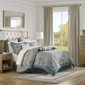 12 Piece Comforter Set with Cotton Bed Sheets Teal Cal King