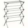 Foldable Adjustable Metal Clothes Drying Rack with Hooks and Shelves, Freestanding Indoor/Outdoor Space-Saving Laundry Organizer