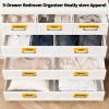 9-Drawer Tall Dresser, White Metal Storage Cabinet with Smooth Gliding Drawers, Space-Saving Chest of Drawers for Bedroom, Living Room, Entryway