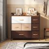 7 Drawer Tower Steel Frame and Wooden Top Dresser Storage Chest for Bedroom