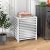 Bamboo Laundry Basket, 55L, with Lid and Removable Liner Bag, White, Space-Saving and Stylish