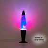 16" Galaxy LED Motion Volcano Lamp, Purple Wax in Blue Liquid, Black Metal Base