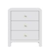 3 Drawer Dresser with Rounded Table Corners, Modern Chest of Drawers, Large Nightstand Side Table, Wood Storage Dressers Organizer for Bedroom
