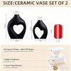 Black Vases for Decor, Heart Shaped Ceramic Vase Set of 2, Nordic Heart Shaped Vases