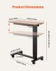 Overbed Table, Mobile Bed Side Table with 4 Wheels, Electric Lifting with Upgrade Button, Rolling Laptop Desk with Cup Holder