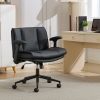 Cross Legged Chair with Flip-Up Armrests Leather, Cross Legged Office Chair on Wheels, Comfy Swivel Chair with Wide Seat for Home Office, Vanity