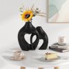 Black Vases for Decor, Heart Shaped Ceramic Vase Set of 2, Nordic Heart Shaped Vases