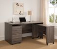 Wooden Mobile Computer Desk, Home Office Desk - Distressed Grey