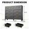 9-Drawer Tall Dresser, Black Metal Storage Cabinet with Smooth Gliding Drawers, Space-Saving Chest of Drawers for Bedroom, Living Room, Entryway