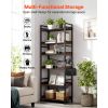 Industrial Bookshelf, 6-Tier, Vintage Ladder Shelf Bookshelves and Bookcases, with Metal Frame, Book Organizer with Open Shelves, for Living Room