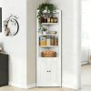 71" Tall Corner Storage Cabinet with 2 Doors, 5-Tier Metal Cabinet with Adjustable Shelves, Freestanding Kitchen Storage for Pantry, Living Room