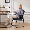 Guest Chair, Leather Reception Chairs with Sled Base and Padded Arm Rest for Waiting Room Office Home and Meeting Conference-Black