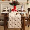 13x108 Inch Soft Plush Faux Fur Jacquard Beige Christmas Tree Table Runner