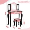 Three-Fold Mirror Single Drawer Arc Feet Children Dresser Red Leopard Print