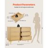 6 Drawer Rattan Dresser, Double Dresser for Bedroom, Natural Rattan Chest of Drawers with Metal Handles & Legs