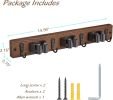 Mop Broom Holder Wall Mount with 3 Slots & 4 Hooks - Wood Broom Mop Hanger for Pantry Kitchen Organization - Garden Tool Organizer for Closet Laundry