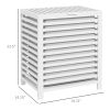 Bamboo Laundry Basket, 55L, with Lid and Removable Liner Bag, White, Space-Saving and Stylish