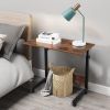 Adjustable Height Mobile Computer Desk 80cm Vintage Wood Desk with Panel Black Steel Frame Rolling Workstation Particle Board Desktop for Home Office
