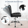 Modern Tufted Faux Leather Home Office Armless Desk Chair, Black