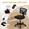 Ergonomic Home Office Mesh Desk Chair, Small Space, Armless Rolling Chair for Adults, Black