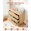 3 Drawer Rattan Dresser, Modern Closet Dresser for Bedroom, Natural Rattan Chest of Drawers with Metal Handles & Wooden Legs