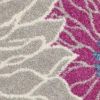 4' Gray And Pink Floral Round Rug