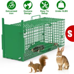 Live Animal Cage Trap For Animals Humane Galvanized Iron Trap Cage For Raccoons Armadillos Foxes Opossums Muskrats Beavers 26in 32in 40in Size Options (Option: Green-S Size 26in)