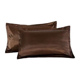 Pure color silk single pillow case (Option: Coffee-One)
