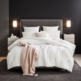 All Season White Oversized Solid Plump Duvet, Premium Hotel, Bedroom And Guesthouse Comforter. This Extra Warm Thick Winter Quilt Transitions Seamless (Option: White-Q)