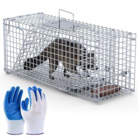 1Pc 25.59Inch Live Humane Animal Trap For Spring Summer Cage Heavy Duty Folding Catch And Release Rodent Cage For Rabbit Squirrel Possum Skunk Kitten (Option: 1Pc)