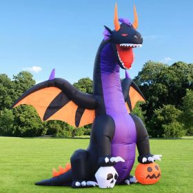 12FT Halloween Inflatables Decoration Giant Ghost With 3-Colored Flame Rotation LED Light Spooky Halloween Decorations Outdoor Blow Up Yard Decoration (Option: GiantDragon)