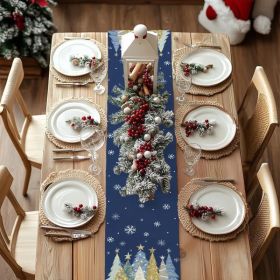 Christmas Table Runner 13x72 Inch, Xmas Trees Snowflakes Holiday Decorative Farmhouse Table Decoration For Kitchen Dinning, Indoor Outdoor Dinner Part (Option: Defaulttitle)