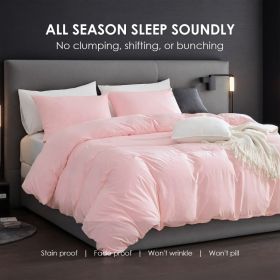 Solid Color Oversized Duvet Cover Set. Available In White And Pink.  Premium Microfiber Fabric With Hotel-grade Minimalist Design. Versatile For Bedro (Option: Pink-Q)