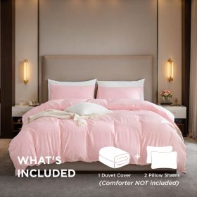 White & Pink Oversized Duvet Cover Set Includes 1 Duvet Cover & 2 Pillowcases. Premium Breathable Fabric, Hotel-grade Minimalist Design. Versatile For (Option: Pink-Q)