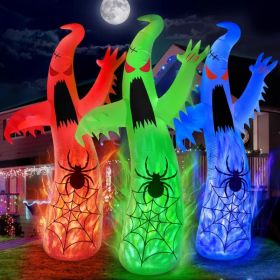 12FT Halloween Inflatables Decoration Giant Ghost With 3-Colored Flame Rotation LED Light Spooky Halloween Decorations Outdoor Blow Up Yard Decoration (Option: White)