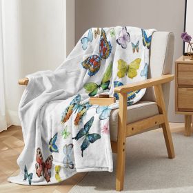 1pc Colorful Butterfly Printed Blanket, Skin Friendly Soft Casual Blanket, Cover Blanket, Multi Scene Warm Decorative Blanket, Suitable For All Season (Option: 130x150cm-White)