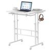 24Inch Manual Height Adjustable Split Top Standing Desk on Wheels - Sit-Stand Workstation with Rolling Base