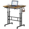24Inch Manual Height Adjustable Split Top Standing Desk on Wheels - Sit-Stand Workstation with Rolling Base