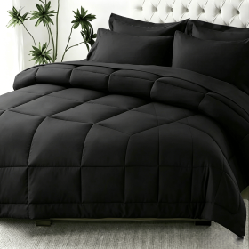 Black 2-Piece & 3-Piece Bedding Comforter Set – Twin/Queen/King – Soft Microfiber (Inclusion: Comforter *1+Pillowcase*1, size: Twin)