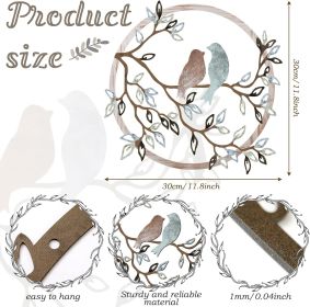 Metal Wall Art Bird on Tree Branch Silhouette Bird Art Decor for Living Room Garden Bedroom Office Home Wall Housewarming Party Decor(Fresh Color) (Dimensions: 12.59 x 12.59 x 0.2 inches)