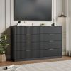 Fluted Drawer Dresser For Bedroom, Wood Storage Cabinet With Golden Metal Handles, Modern Closet Of Drawers for Living Room