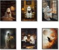 6 Piece Vintage Reading Quote Wall Art Prints, Retro Book Lover Canvas Posters with Inspirational Library Quotes