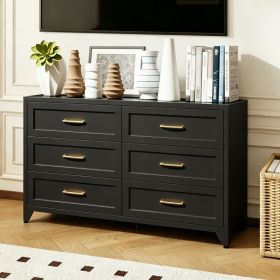 6 Drawer Dresser for Bedroom, Modern Metal Storage Chest with Smooth-Glide Drawers, Space-Saving Storage Cabinet for Closet, Hallway, Entryway (Material: Metal, Color: Black)