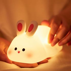 Pumpkin Night Light, Squishy LED Nursery Lamp with Timer, Rechargeable Silicone Nightlight for Kids (Color: Bunny Night Light)