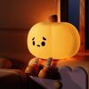Pumpkin Night Light, Squishy LED Nursery Lamp with Timer, Rechargeable Silicone Nightlight for Kids
