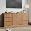 Fluted Dresser For Bedroom, Wood Storage Cabinet With Golden Metal Handles, Modern Closet Of Drawers for Living Room