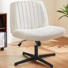 Cross Legged Office Living Room Rocking Gaming Chair Armless Wide Desk Adjustable Swivel Fabric Task Vanity Home Office
