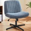 Cross Legged Office Living Room Rocking Gaming Chair Armless Wide Desk Adjustable Swivel Fabric Task Vanity Home Office